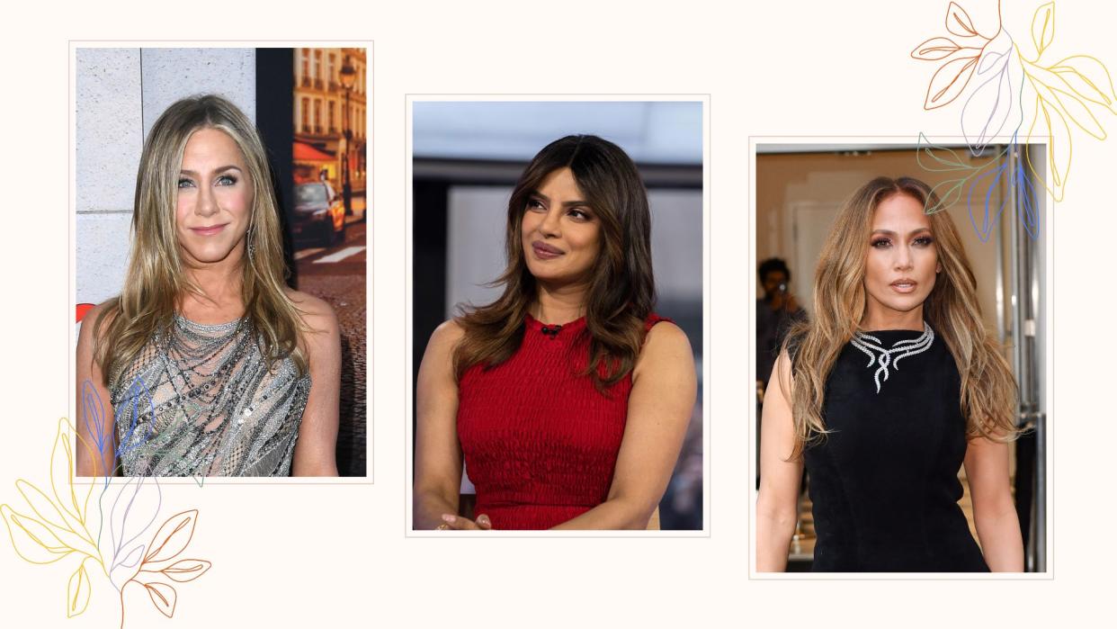  Three celebrities who have the curve cut, including jennifer aniston, priyanka chopra and jennifer lopez. 