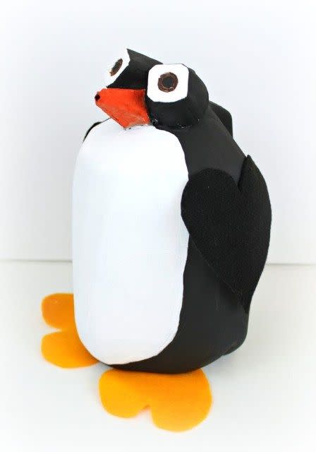<p>How sweet and creative is this little penguin? It's crafted from recycled items, so you can make it in a pinch.</p><p><strong>Get the tutorial at</strong> <a href="https://www.morenascorner.com/2016/01/make-a-valentine-holder-penguin-from-a-milk-container.html" rel="nofollow noopener" target="_blank" data-ylk="slk:Morena's Corner." class="link "><strong>Morena's Corner. </strong></a> </p>