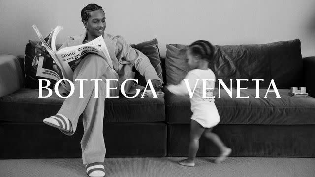 <p>Carrie Mae Weems/Bottega Veneta</p> A$AP Rocky with sons RZA in Bottega Veneta's Father's Day 2024 campaign