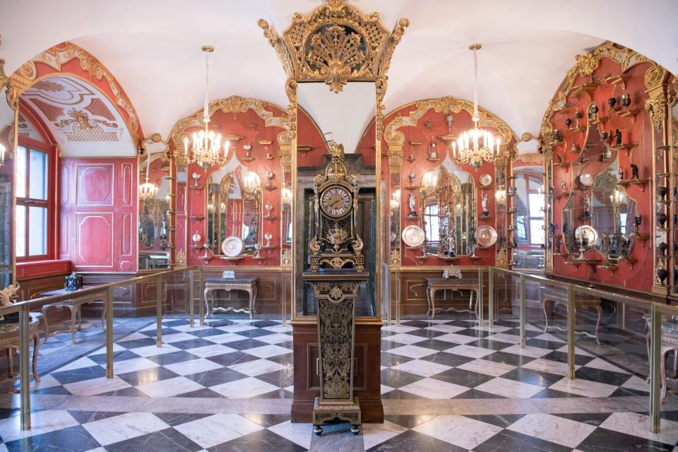 Photo taken on April 9, 2019 shows the White Silver Room in the historic Green Vault (Gruenes Gewoelbe) at the Royal Palace in Dresden, Germany.  / Credit: Sebastian Kahnert / Getty