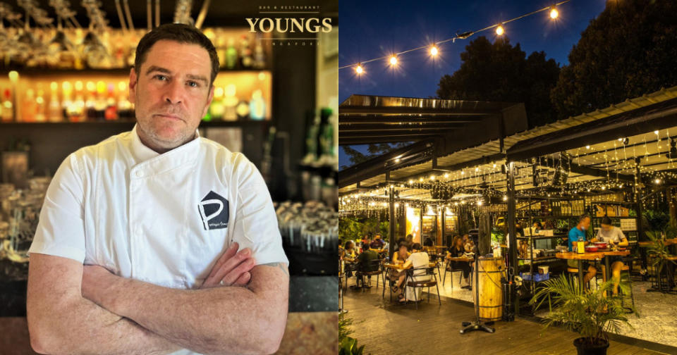 Cosford Container Park - YOUNGS French Head Chef Fabrice & Image of YOUNGS main store concept