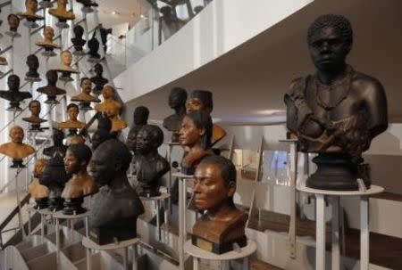 A gallery of busts from the 19th century is seen during a press visit at the Museum of Mankind (Musee de l'Homme) in Paris, France, October 14, 2015. REUTERS/Jacky Naegelen