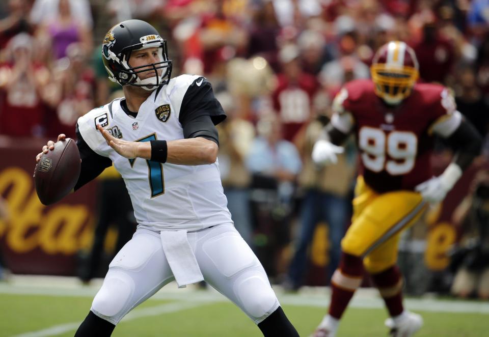 In six years on the First Coast, Chad Henne started only 22 games and none at all in his final three seasons. Jaguars fans' expectations were always limited for the former Dolphins quarterback, let go after four interception-plagued years in Miami, and the Jags planned for him to back up Blaine Gabbert. When Gabbert stumbled, though, Henne ended up starting 13 games in 2013, going 4-9. Aside from three starts in 2014, he spent his remaining time in Jacksonville watching patiently behind the next man to bear the title of Jaguars starting quarterback, Blake Bortles.