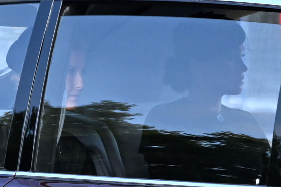 Sophie, Countess of Wessex and Meghan Markle in a car. Photo: Getty