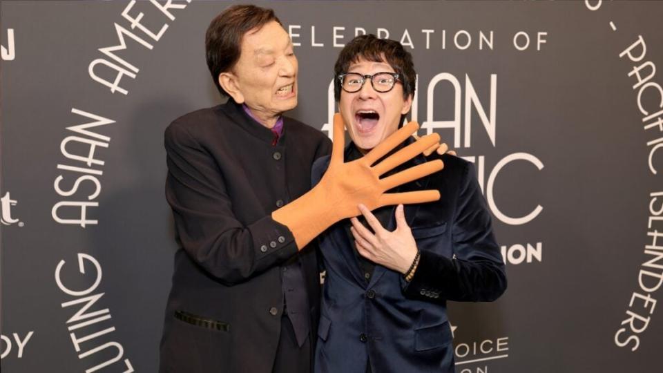 (Left to Right) James Hong and Ke Huy Quan attend the Critics Choice Association’s Celebration of Asian Pacific Cinema & Television at Fairmont Century Plaza in Century City, California.