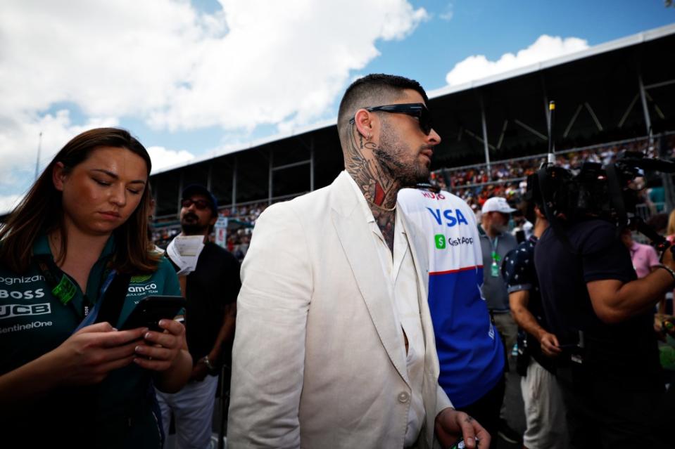 Zayn Malik at the F1 Grand Prix in Miami on May 5, 2024. Getty Images