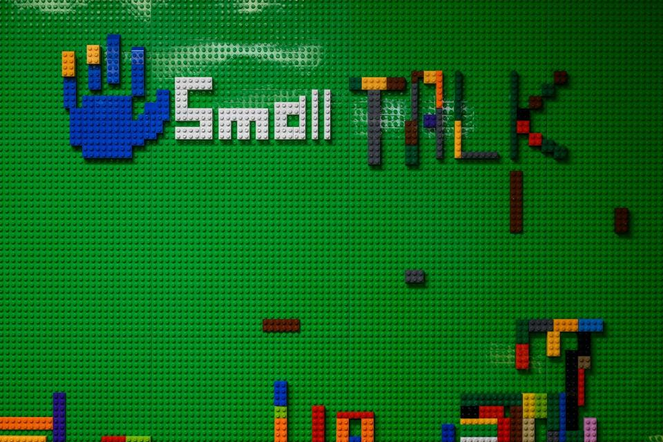 A LEGO board for children in the waiting area at Small Talk Children's Advocacy Center on Tuesday, Nov. 30, 2021, in Lansing.