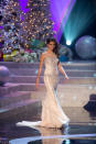 Miss Universe France, Marie Payet, competes in an evening gown of her choice as one of the top ten contestants during this year's LIVE NBC Telecast of the 2012 Miss Universe Competition at PH Live in Las Vegas, Nevada on December 19, 2012. HO/Miss Universe Organization L.P., LLLP