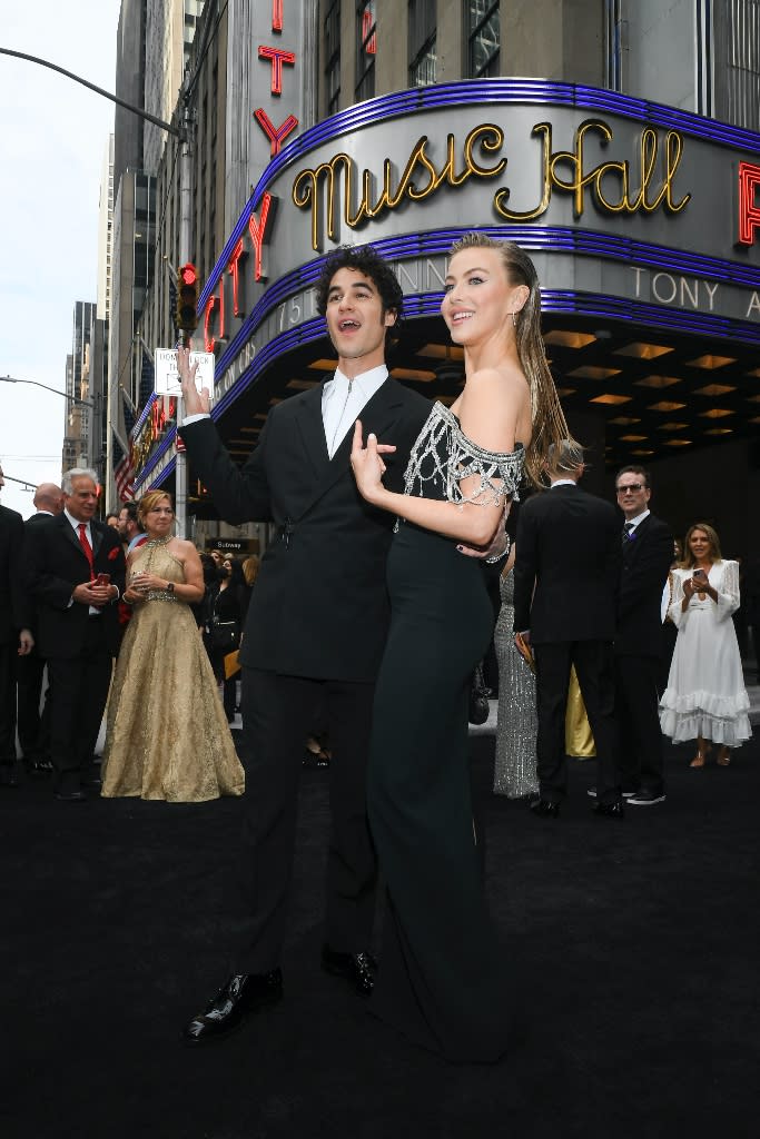 Darren Criss and Julianne Hough attend the Tony Awards 2022 at Radio City Music Hall in New York City on June 12, 2022. - Credit: Michael Buckner for WWD