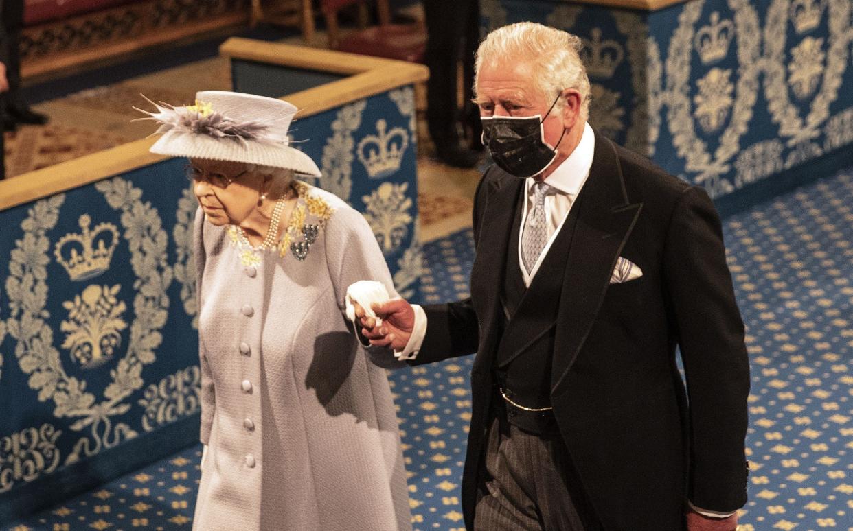 The Queen accompanied by Prince Charles, her eldest son, before delivering her speech during last year's State Opening of Parliament - Richard Pohle/The Times 