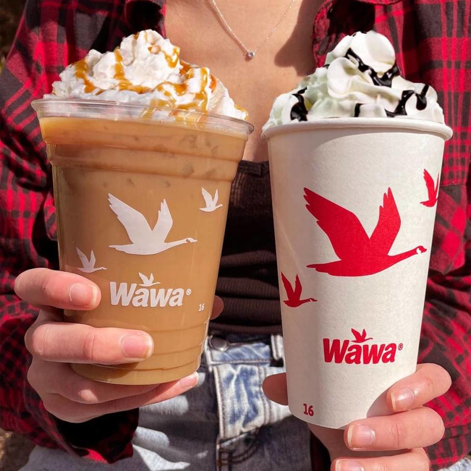 While Wawa isn’t a coffee shop, it does have specialty coffees including hot or iced lattes topped with whipped cream.