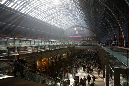 People wait due to Eurostar delays at St Pancras Railway Station in London, Britain, March 30, 2019. REUTERS/Alkis Konstantinidis