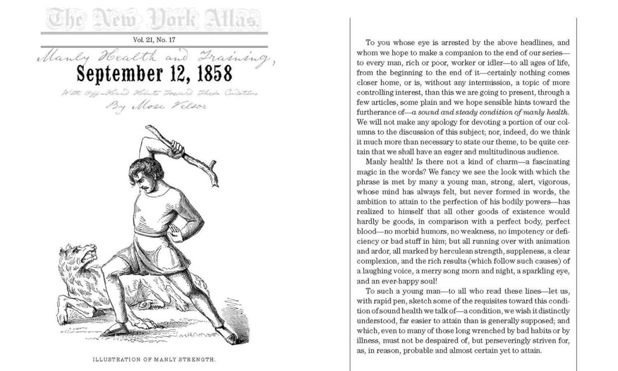 <span>Lift, lift, lift … how Walt Whitman's Guide to Manly Health and Training appeared.</span><span>Photograph: Ten Speed Press</span>