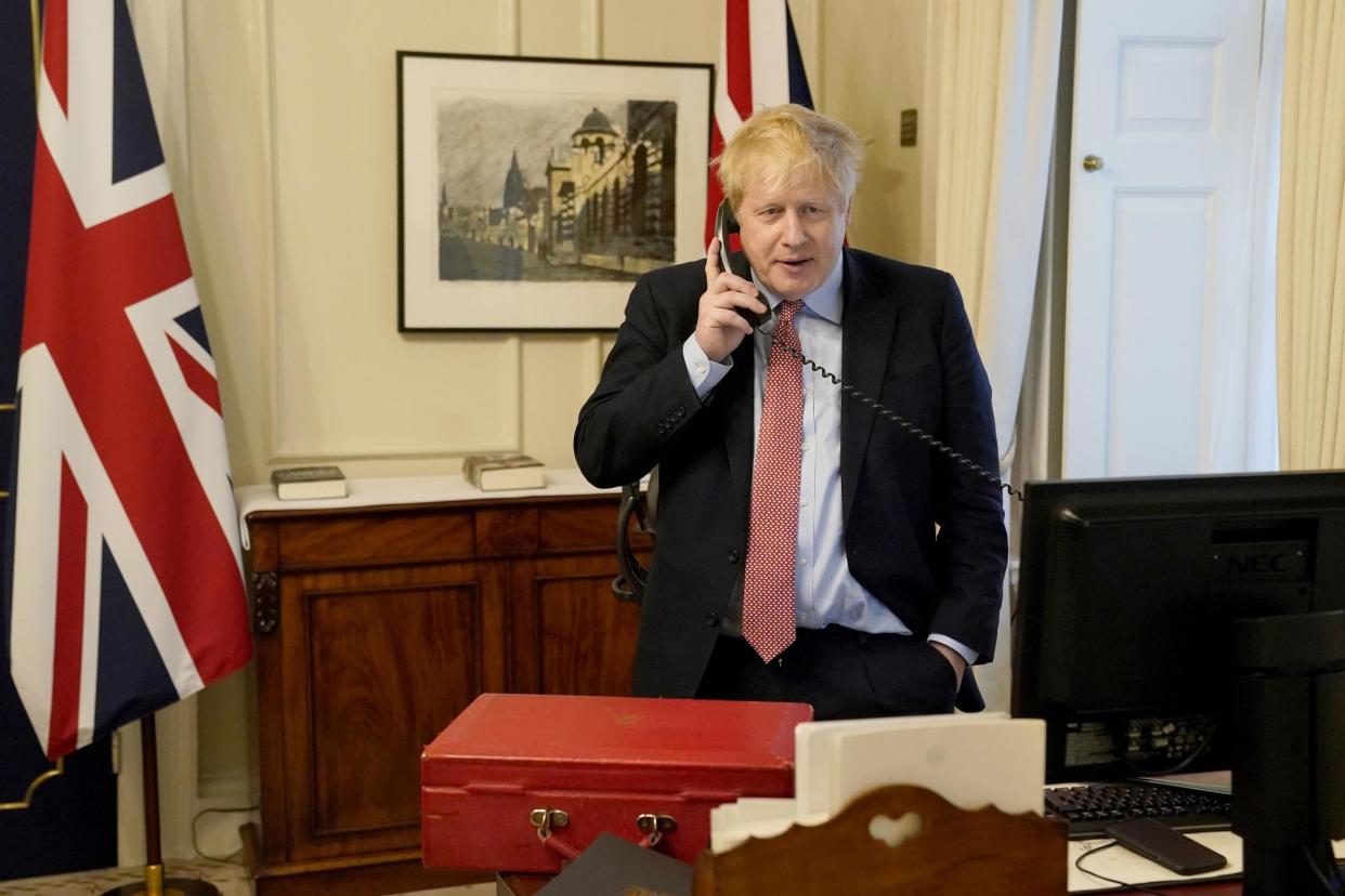 Boris Johnson speaks to the Queen on the telephone for her weekly audience amid the coronavirus crisis: PA