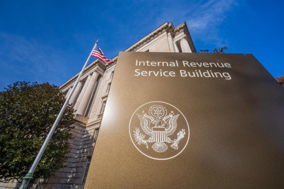 PHOTO: The U.S. Flag fly's above the International Revenue Service headquarters building on Jan. 3, 2024, in Washington, D.C. (J. David Ake/Getty Images, FILE)