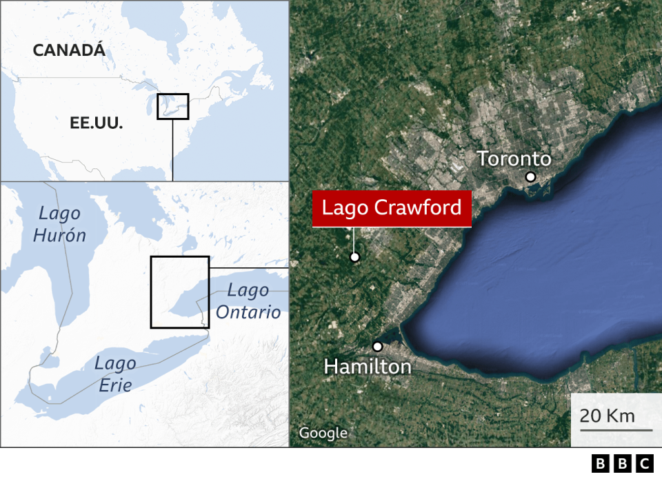 Mapa de la ubicación del lago Crawford