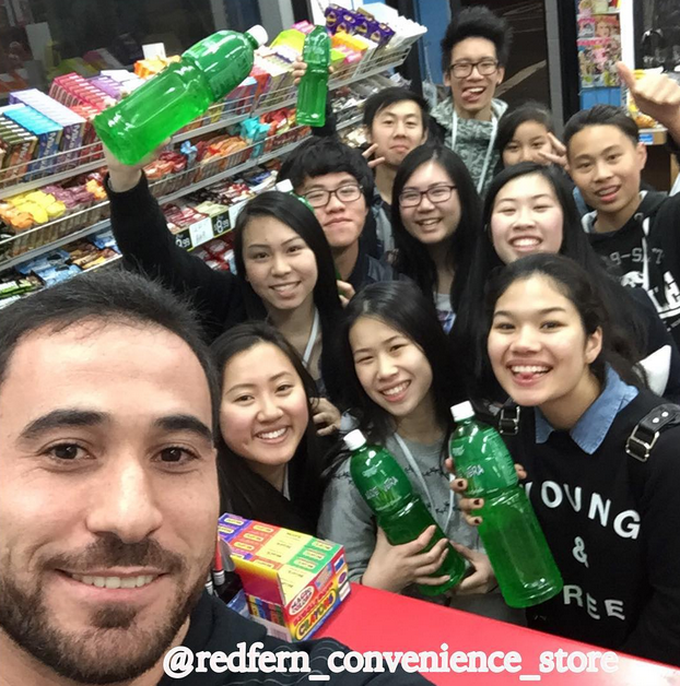 Hazem with some of his customers. Photo: Instagram @Redfern_Convenience_Store