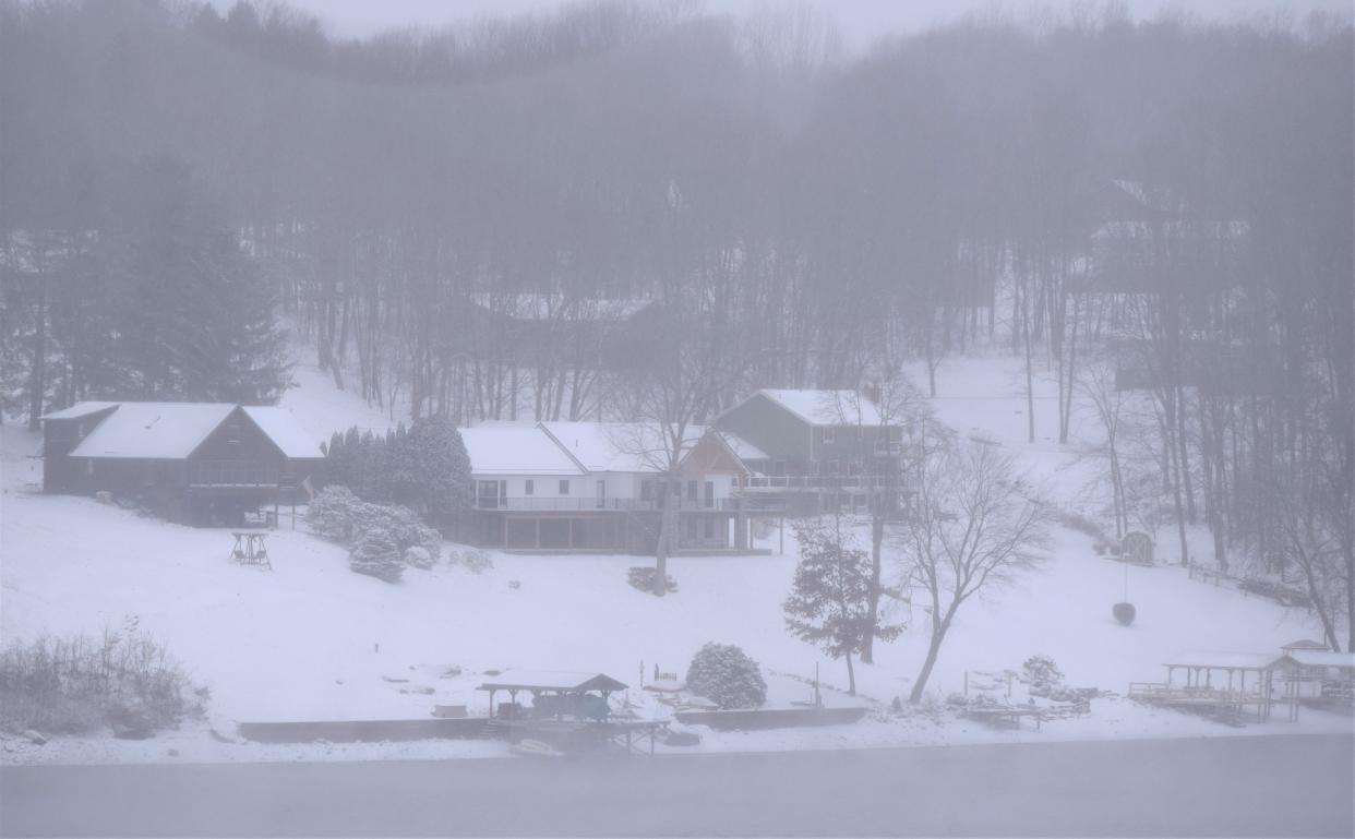 A wintry scene at Lake Buckhorn south of Millersburg in Holmes County is indicative of the views throughout Wayne and Holmes counties today.