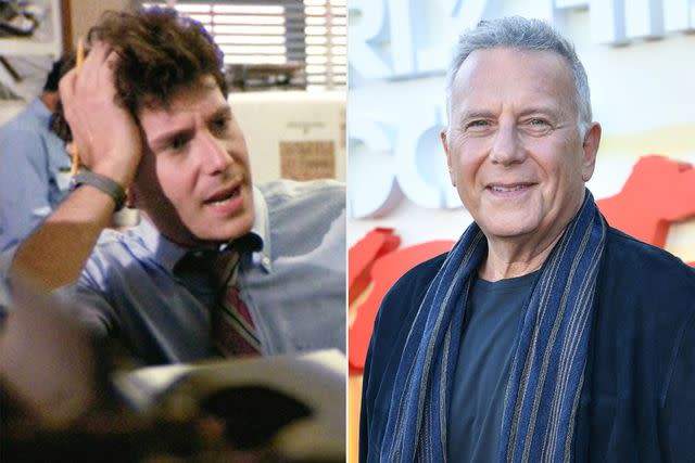 <p>CBS via Getty; VALERIE MACON/AFP via Getty </p> Paul Reiser in 1984's Beverly Hills Cop and in 2024