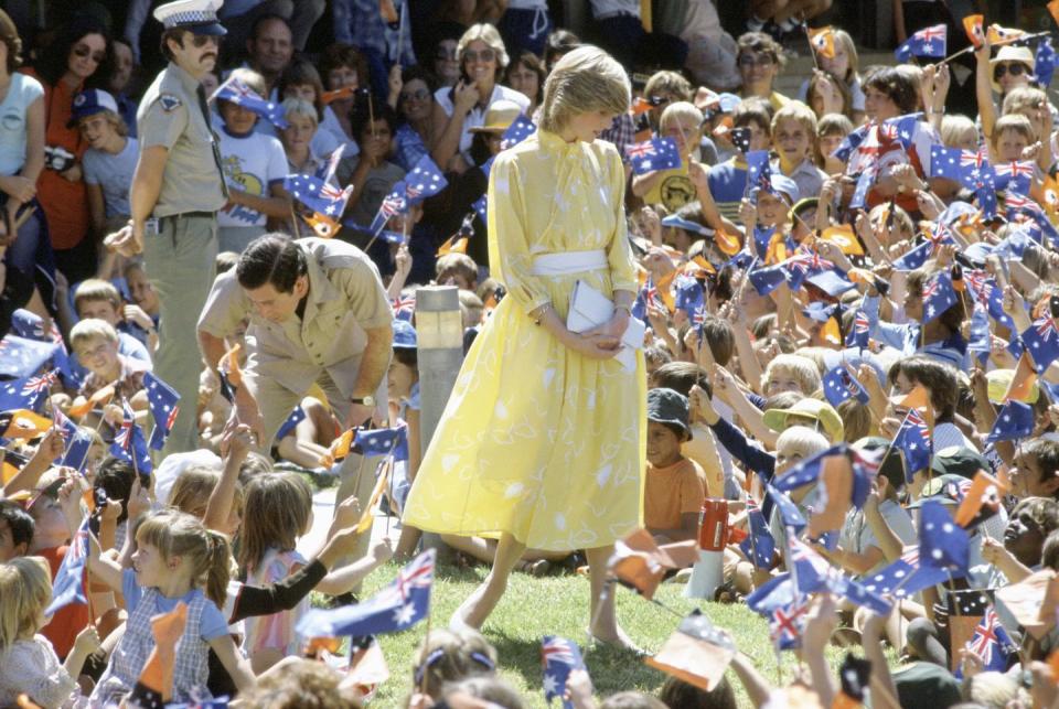 <p>Diana and Charles are greeted by schoolchildren during their visit. <br></p>