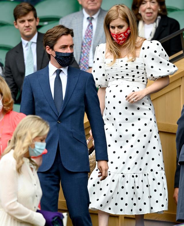 Princess Beatrice Sports a Polka Dot Dress over Her Baby Bump as