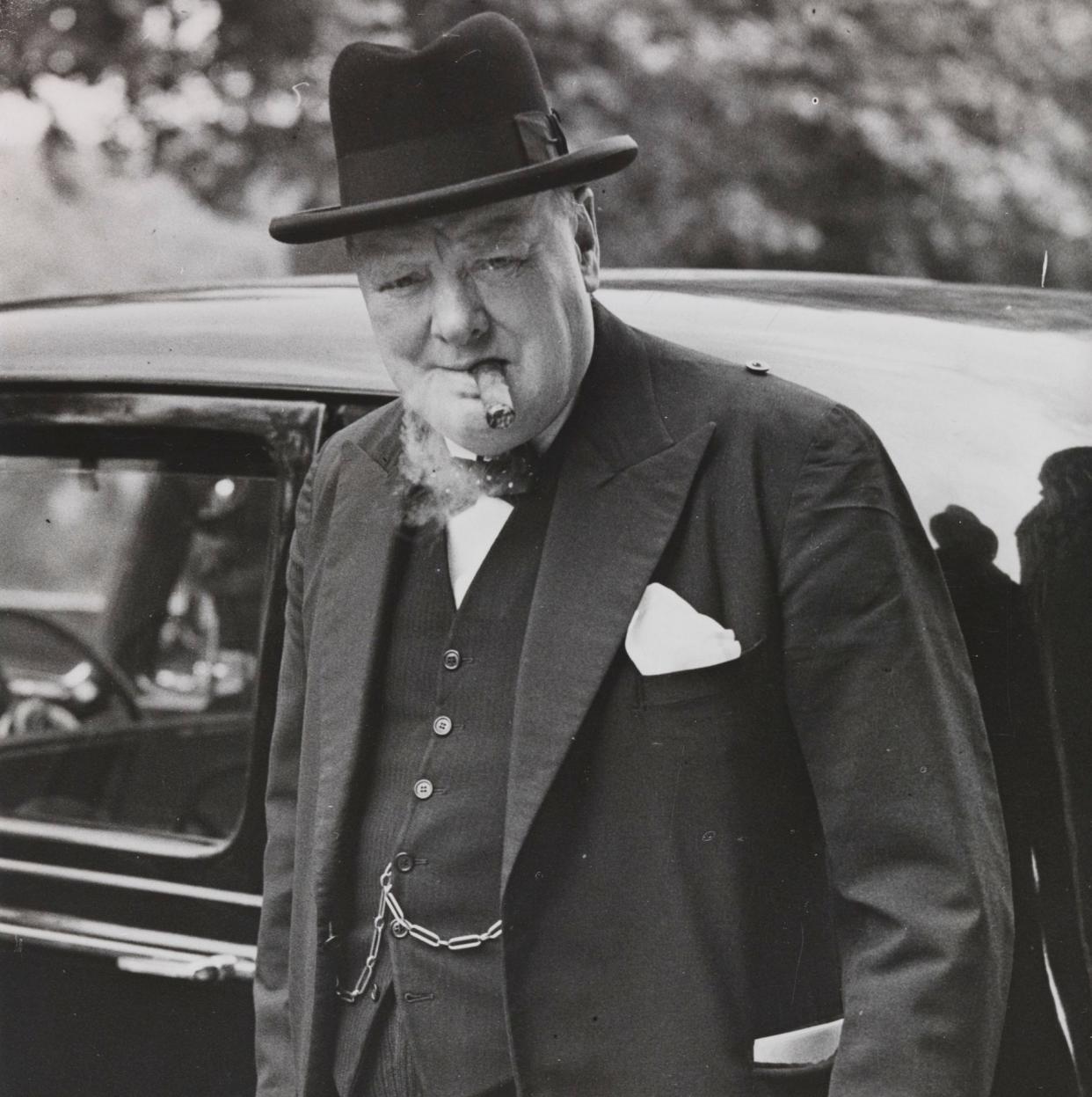 The quintessential Churchill look: bowtie, cigar and 'Blenheim pedigree'