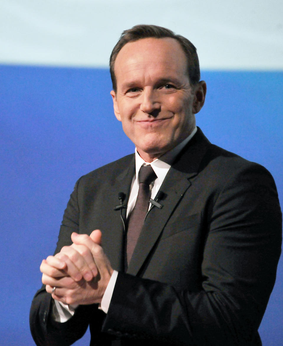 Clark Gregg speaks at Disney Infinity 2.0 launch at Pacific Theatres Cinerama Dome on Wednesday, April 30, 2014 in the Hollywood section of Los Angeles. (Photo by Katy Winn/Invision/AP)