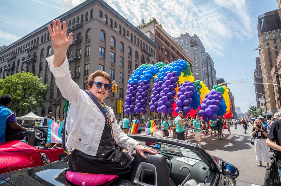 Billie Jean King attends the 2018 New York City Pride March on June 24, 2018 in New York City.