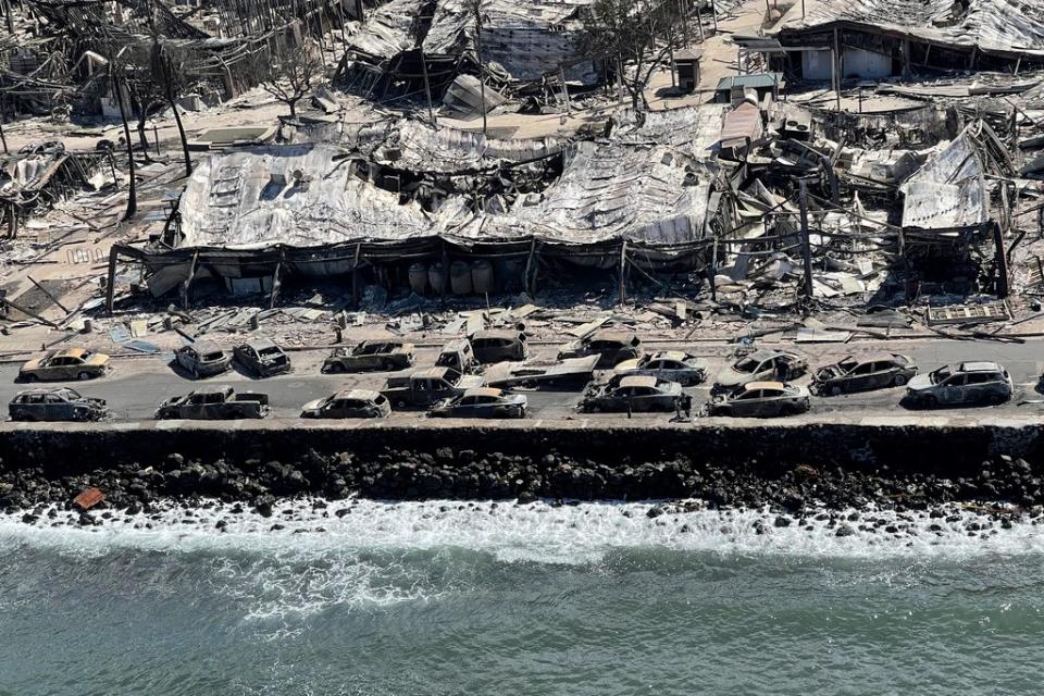 夏威夷茂宜島觀光古城拉海納遭8月8日延燒的野火嚴重摧殘。圖為夏威夷土地與天然資源部8月11日所攝。美聯社