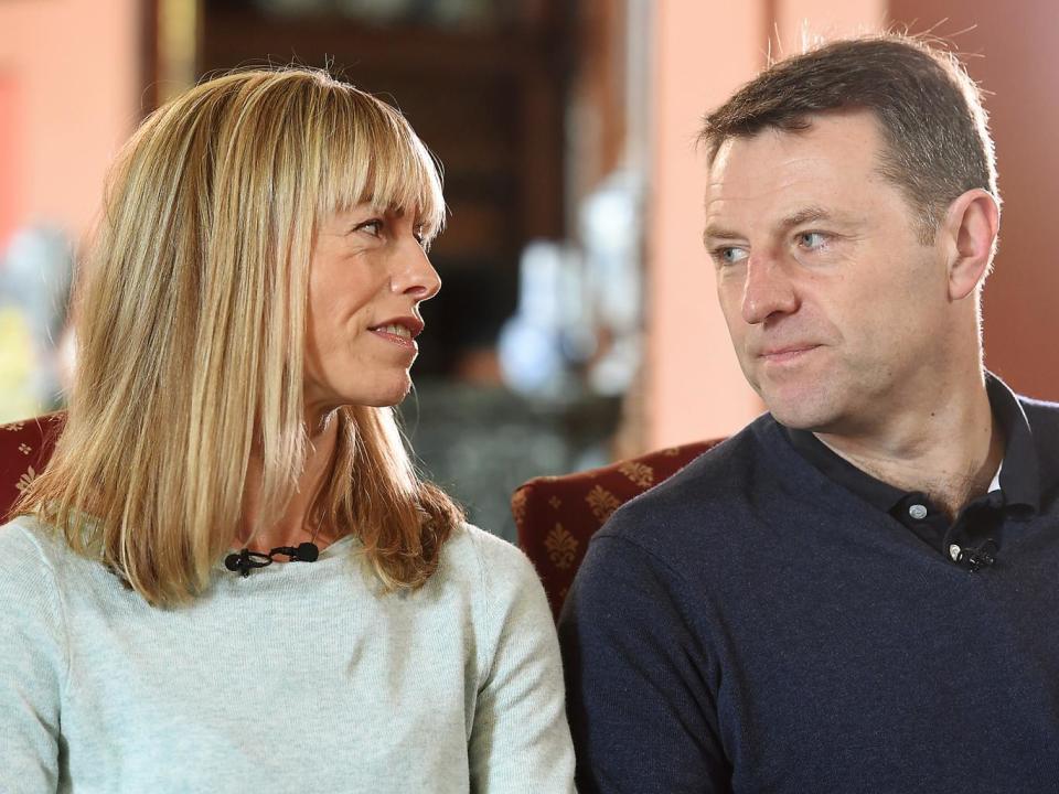 Kate and Gerry McCann, whose daughter Madeleine disappeared from a holiday flat in Portugal ten years ago, during an interview with the BBC's Fiona Bruce at Prestwold Hall in Loughborough (Joe Giddens/PA Wire)