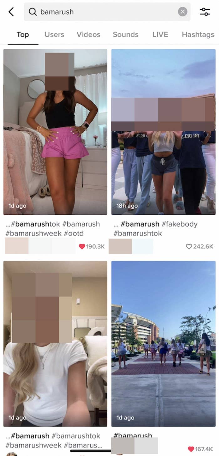 Several TikTok posts showing #bamarush fashions