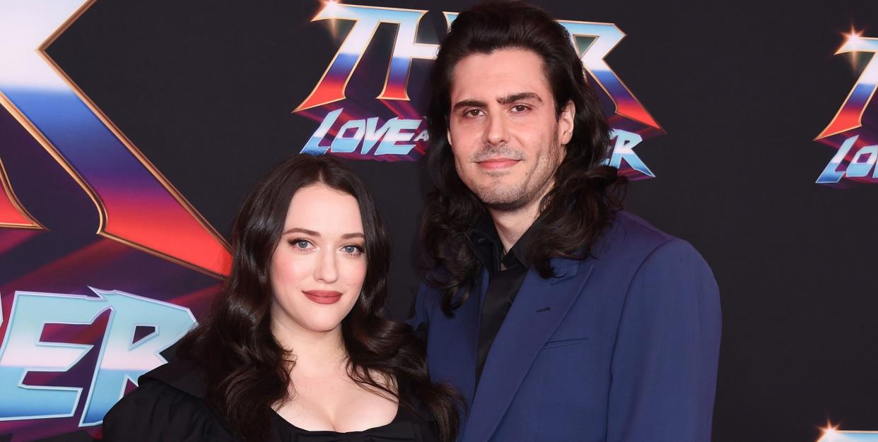 kat dennings and andrew wk at thor love and thunder premiere