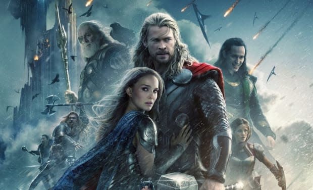 "Thor: The Dark World" starring Anthony Hopkins as Odin, Natalie Portman as Jane Foster, Chris Hemsworth as Thor, <a href="https://parade.com/1220867/jessicasager/tom-hiddleston-wife-girlfriend/" rel="nofollow noopener" target="_blank" data-ylk="slk:Tom Hiddleston;elm:context_link;itc:0;sec:content-canvas" class="link ">Tom Hiddleston</a> as <a href="https://parade.com/1220554/jessicasager/loki/" rel="nofollow noopener" target="_blank" data-ylk="slk:Loki;elm:context_link;itc:0;sec:content-canvas" class="link ">Loki</a> and Jaime Alexander as The Lady Sif<p>Marvel Studios/Disney</p>