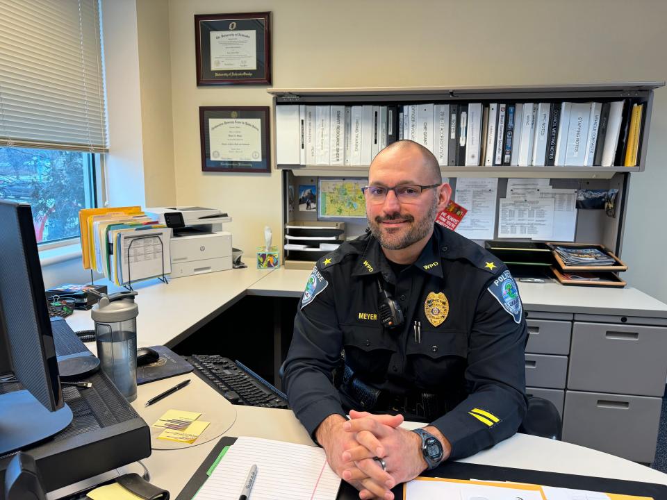 Whitewater Police Chief Dan Meyer, seen at his office, drafted a letter to federal leaders asking for more help and funding to handle the influx of migrants to the city.