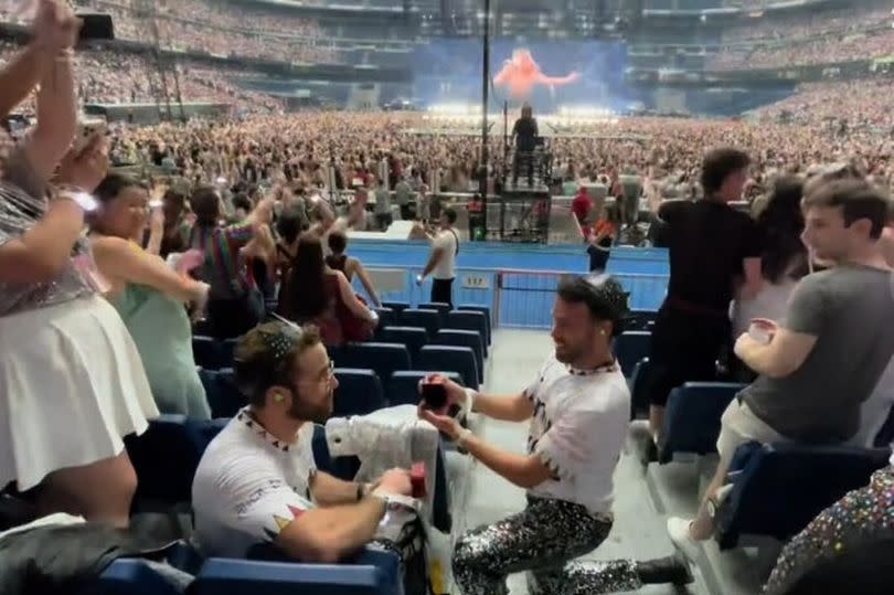 The amazing moment that Taylor Swift superfans Kyle and Manuel got engaged at the Eras tour