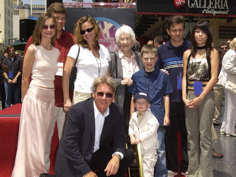 Harrison Ford & Family at the Hollywood Boulevard in Hollywood, California