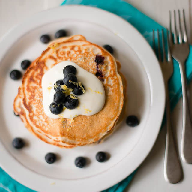 Lemon Blueberry High Protein Pancakes