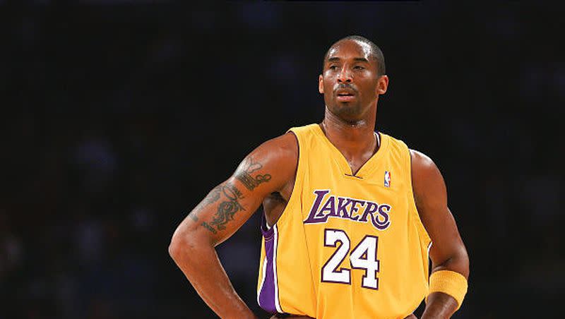 Kobe Bryant playing for the Lakers. Wednesday, Aug. 23, would have been his 45th birthday.