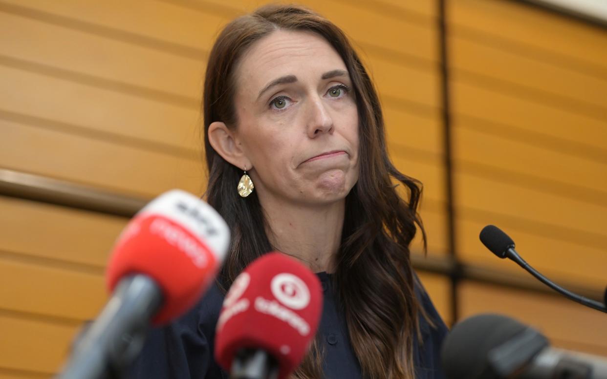 Ms Ardern appeared emotional as she announced her resignation - Getty Images