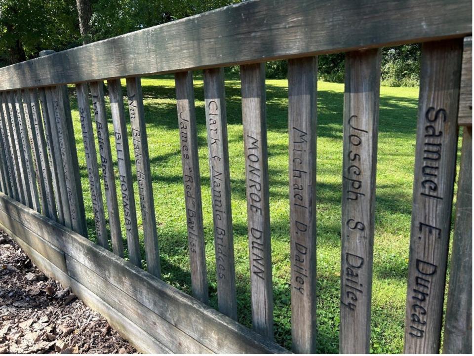 Donor fence posts used in the original construction of Playground 2000 are being gathered and stored during the removal process and city officials are calling for donors to pick them up.