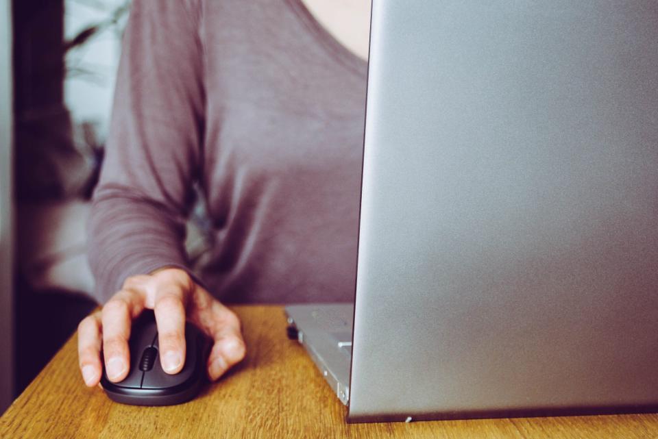 An image of a woman using a laptop.