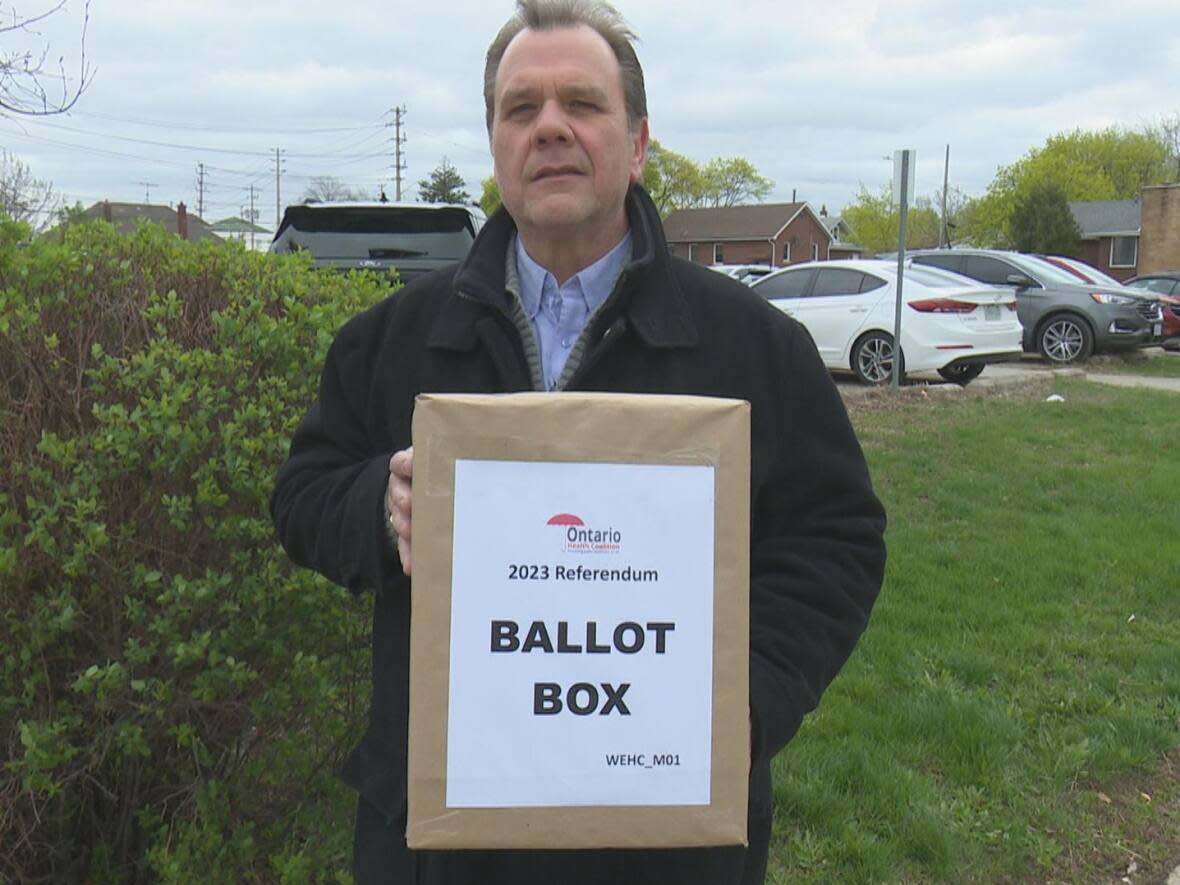 Patrick Hannon, co-chair of the Windsor Health Coalition, said the Ontario Health Coalition expects at least 100,000 people to participate in the vote. (Dale Molnar/CBC - image credit)