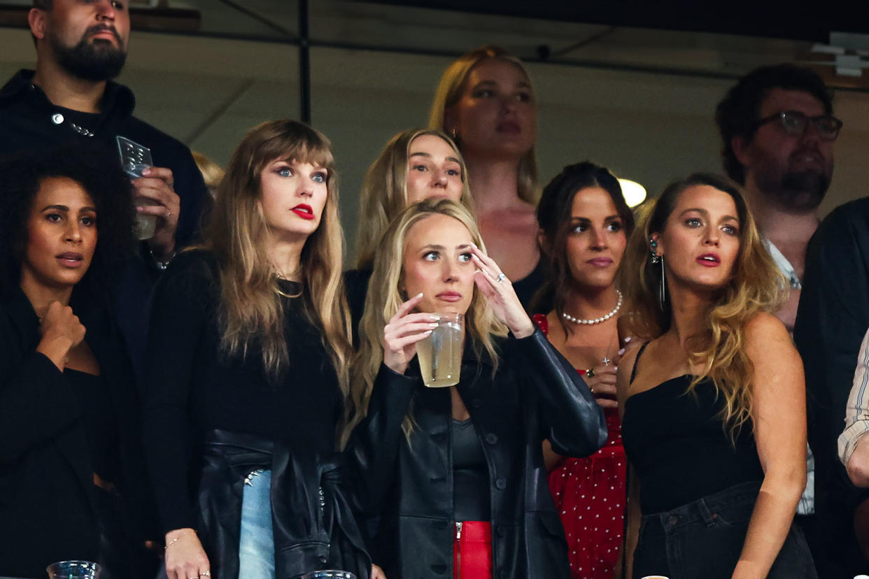 Taylor Swift Brittany Mahomes Blake Lively football game Kevin Sabitus/Getty Images