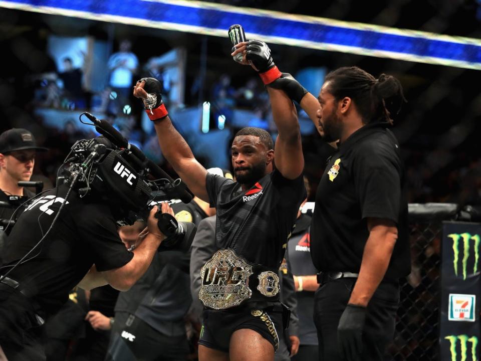 Tyron Woodley had four successful title defences as UFC welterweight champion (Getty)