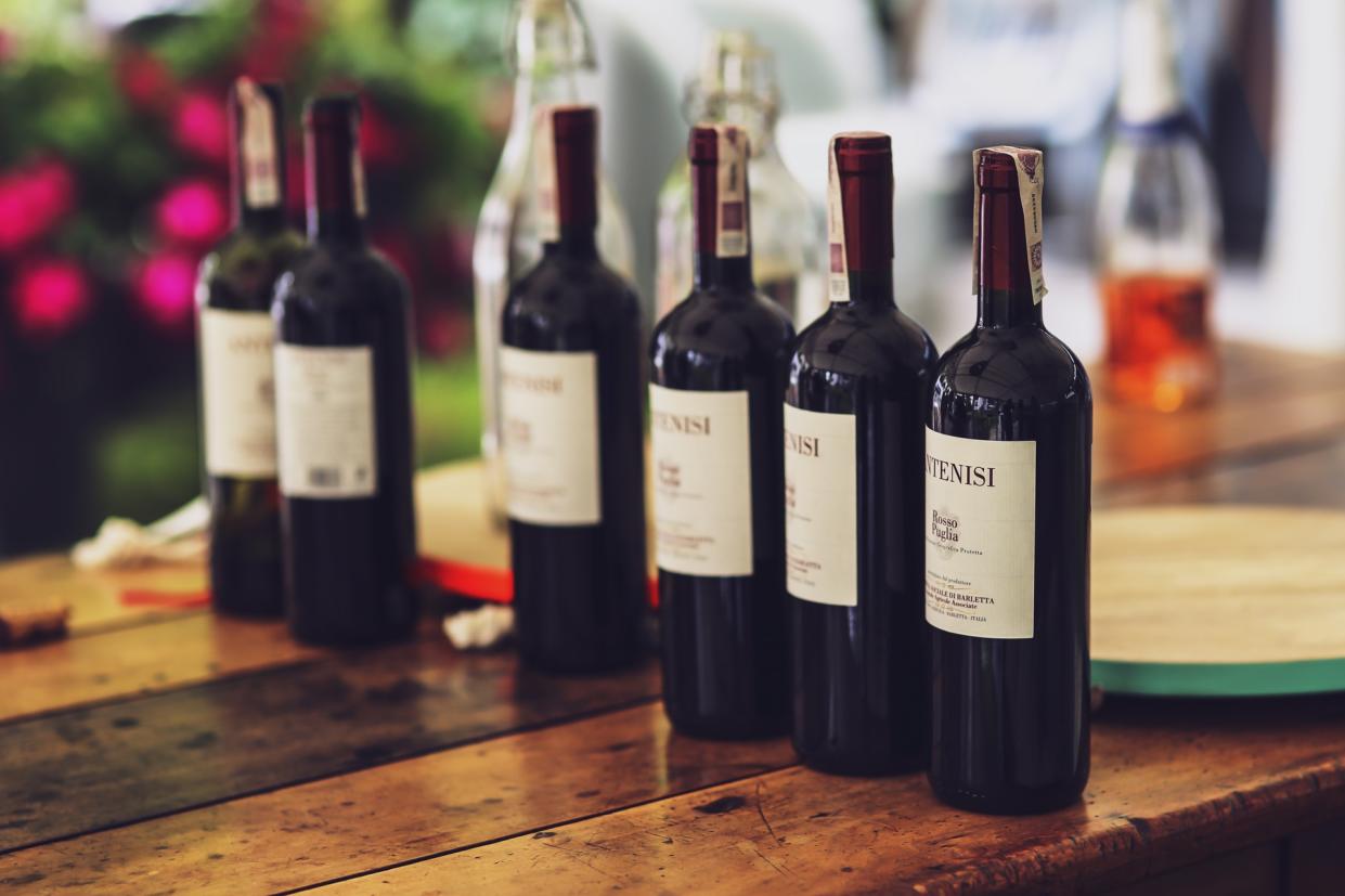 red wine bottles