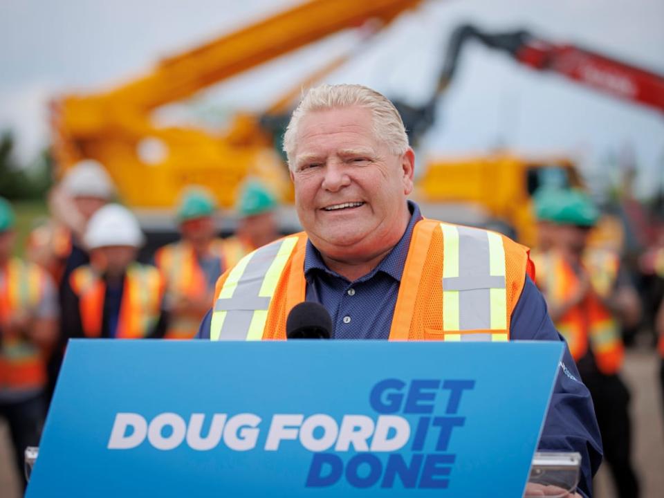 Doug Ford was sworn in for his second term as Ontario premier, along with the newly appointed ministers of his cabinet, during an outdoor ceremony in front of the Legislature on Friday morning.   (Evan Mitsui/CBC - image credit)