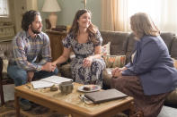 <p>Milo Ventimiglia as Jack and Mandy Moore as Rebecca in NBC’s <i>This Is Us</i>.<br>(Photo by: Ron Batzdorff/NBC) </p>