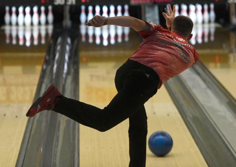 E.J. Tackett bowls during the PBA Lubbock Sports Shootout, Saturday, July 23, 2022. 