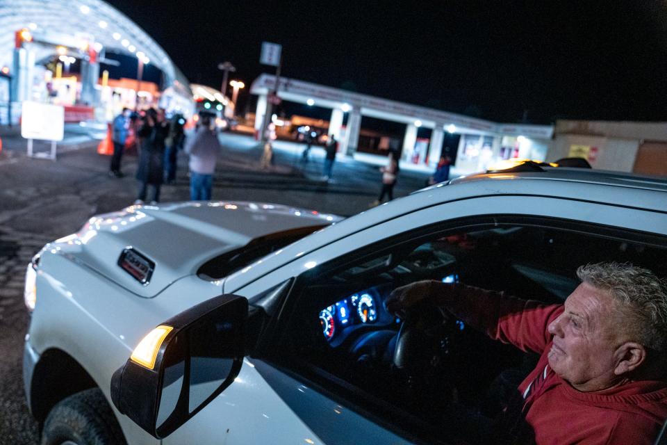 Tony Wayland waits in line to cross into Mexico at the Lukeville Port of Entry on Jan, 4, 2024. The port of entry reopened on Jan. 4 after it closed on Dec. 4, 2023, reassigning port officers to assist the processing of asylum seekers.