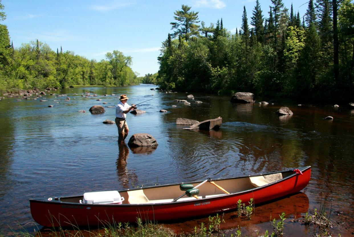 Fishing on the St. Croix River near Minong, Wisconsin.